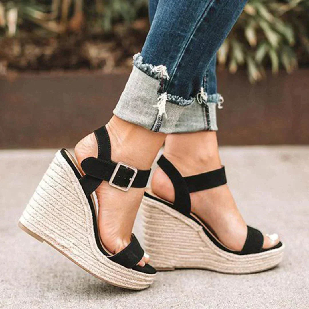 Ava | Open Toe Espadrille Wedge Sandals for Women