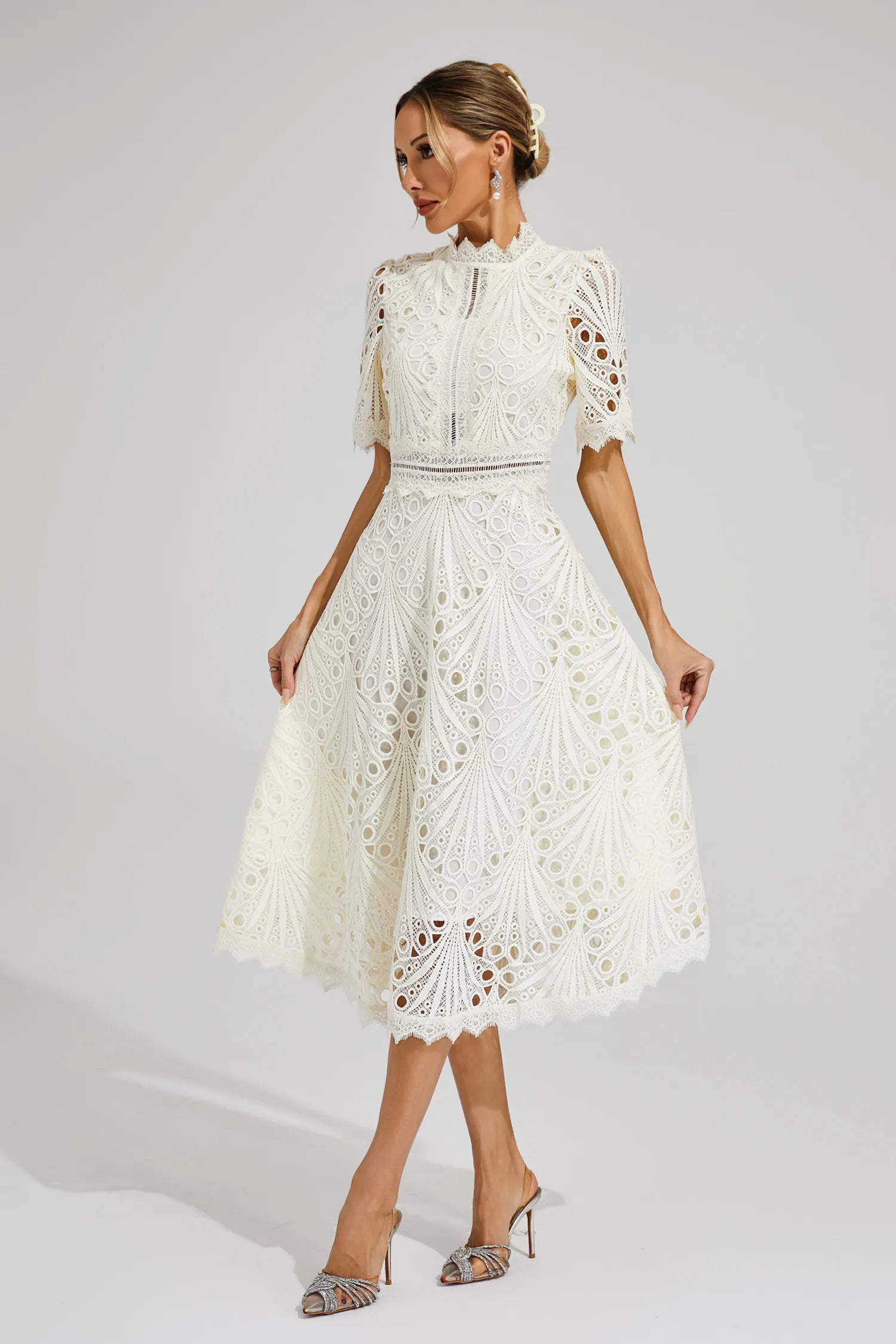 Amelia | Elegant Lace Midi Dress for Women
