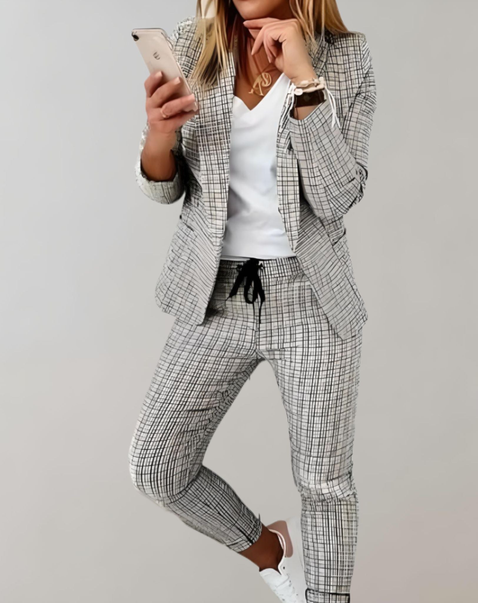 Tailored Plaid Blazer and Pants Set