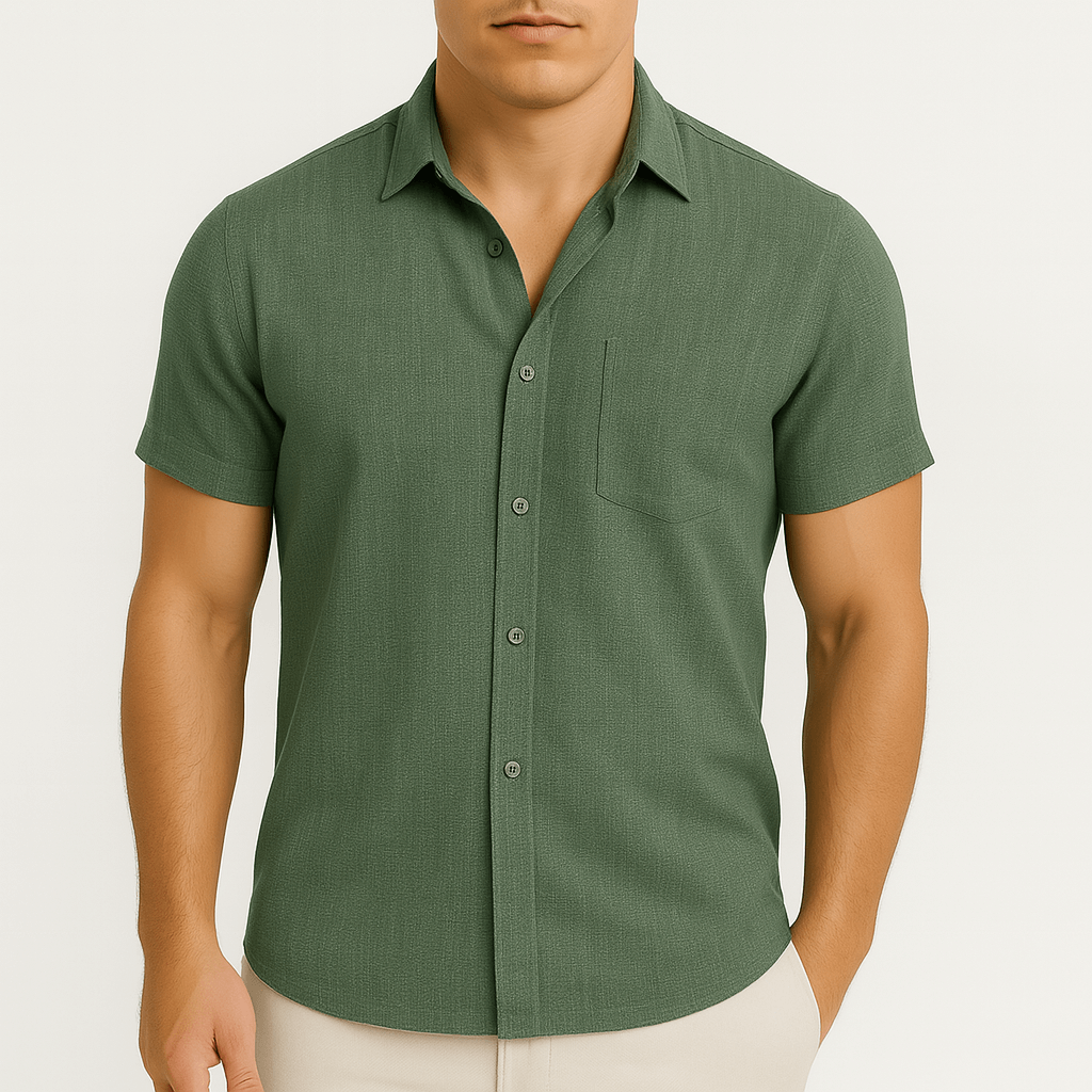 Linen Lapel Polo Shirt