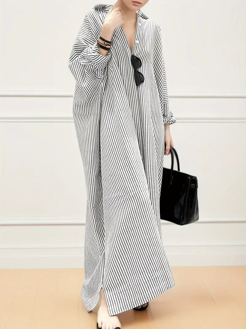 Striped Maxi Kaftan Dress for Effortless Summer Style