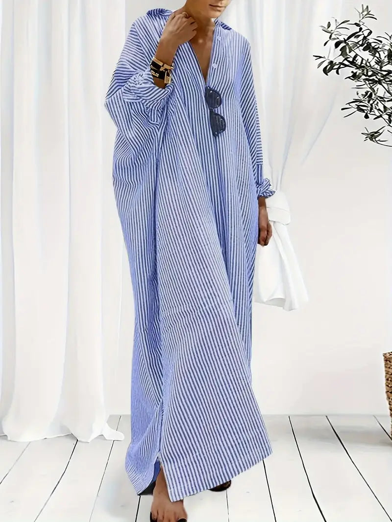 Striped Maxi Kaftan Dress for Effortless Summer Style
