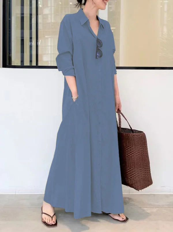Elegant Women's Button-Down Maxi Dress for Warm Days