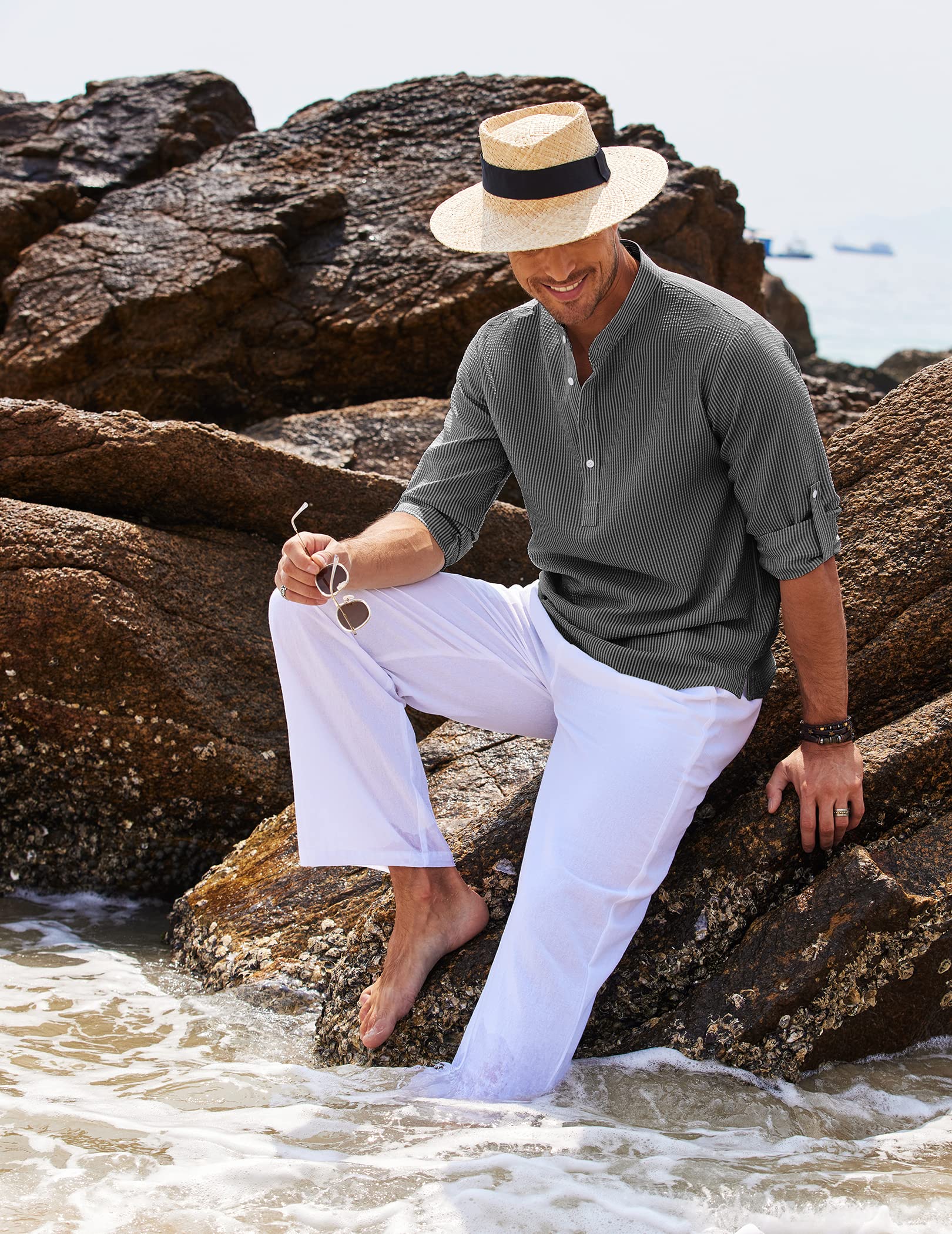 Oscar | Men's Long Sleeve Linen Henley Shirt