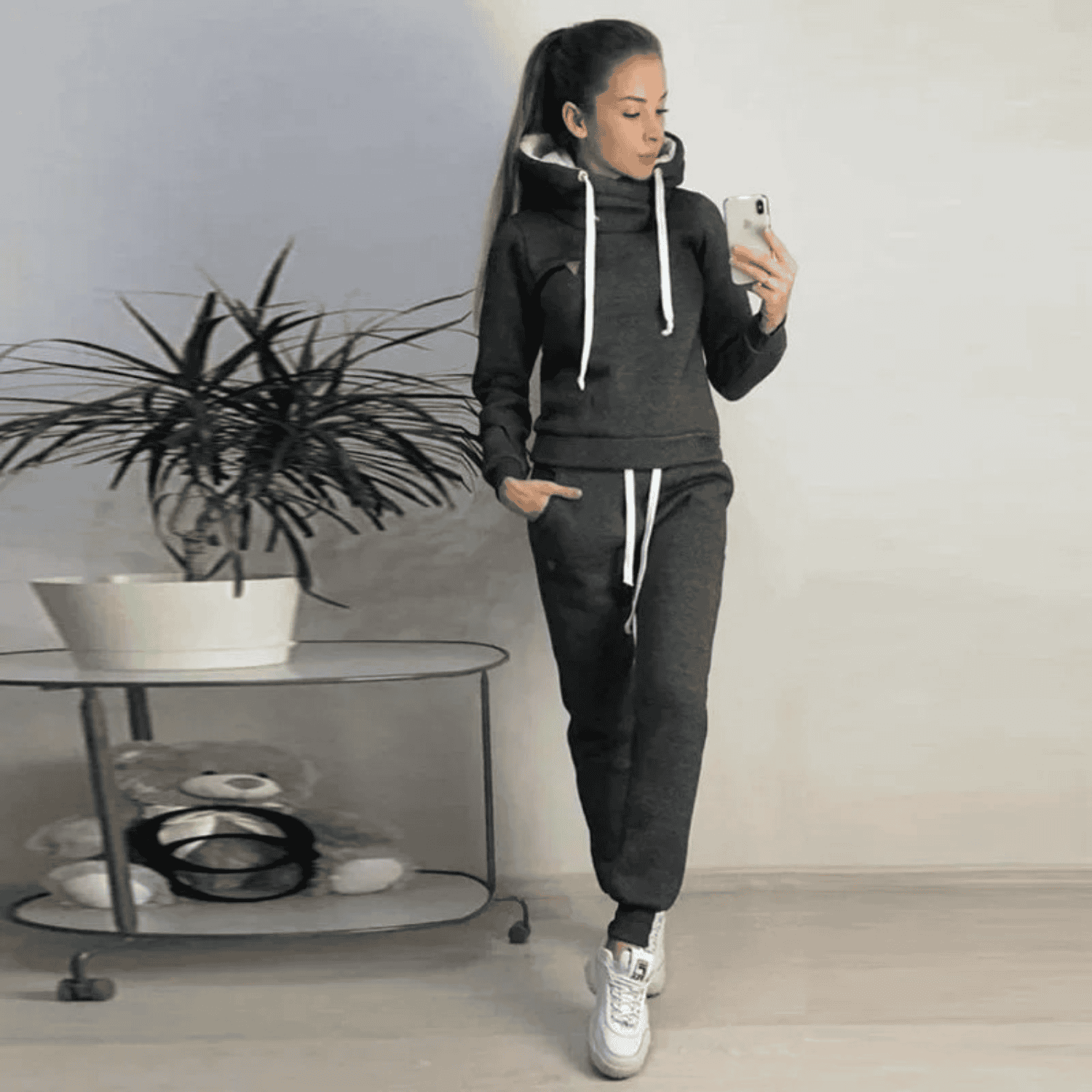 Solid Color Two-Piece Women's Tracksuit
