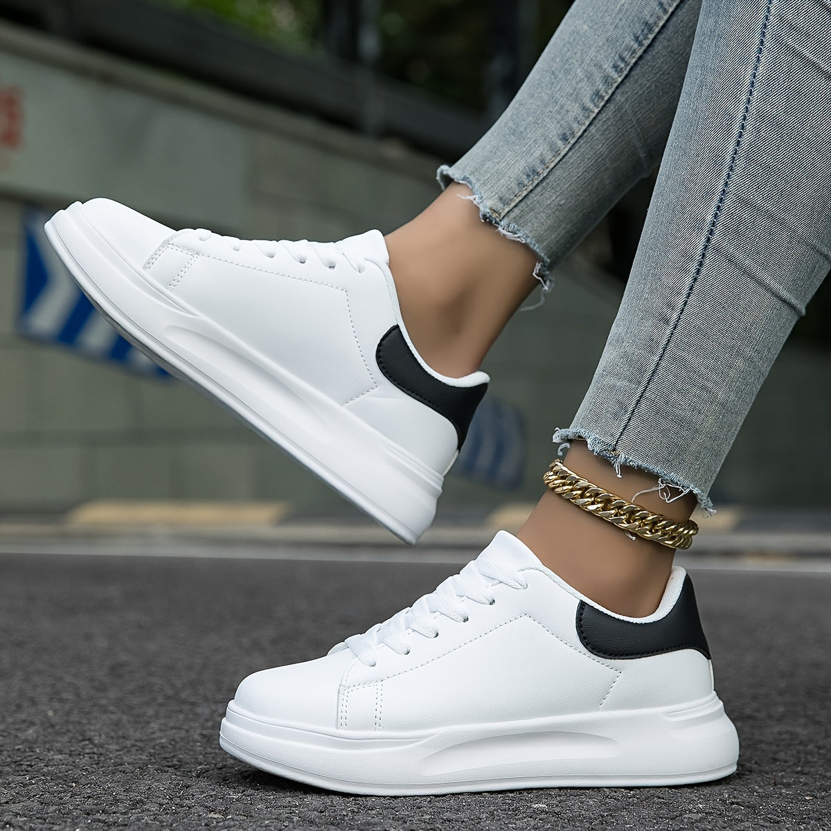Lily | Women's Orthopedic White Faux Leather Sneakers