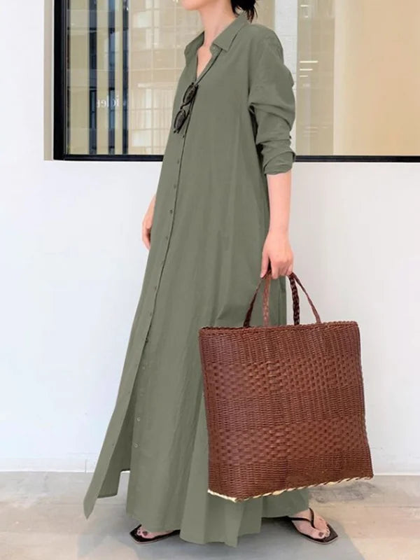 Elegant Women's Button-Down Maxi Dress for Warm Days