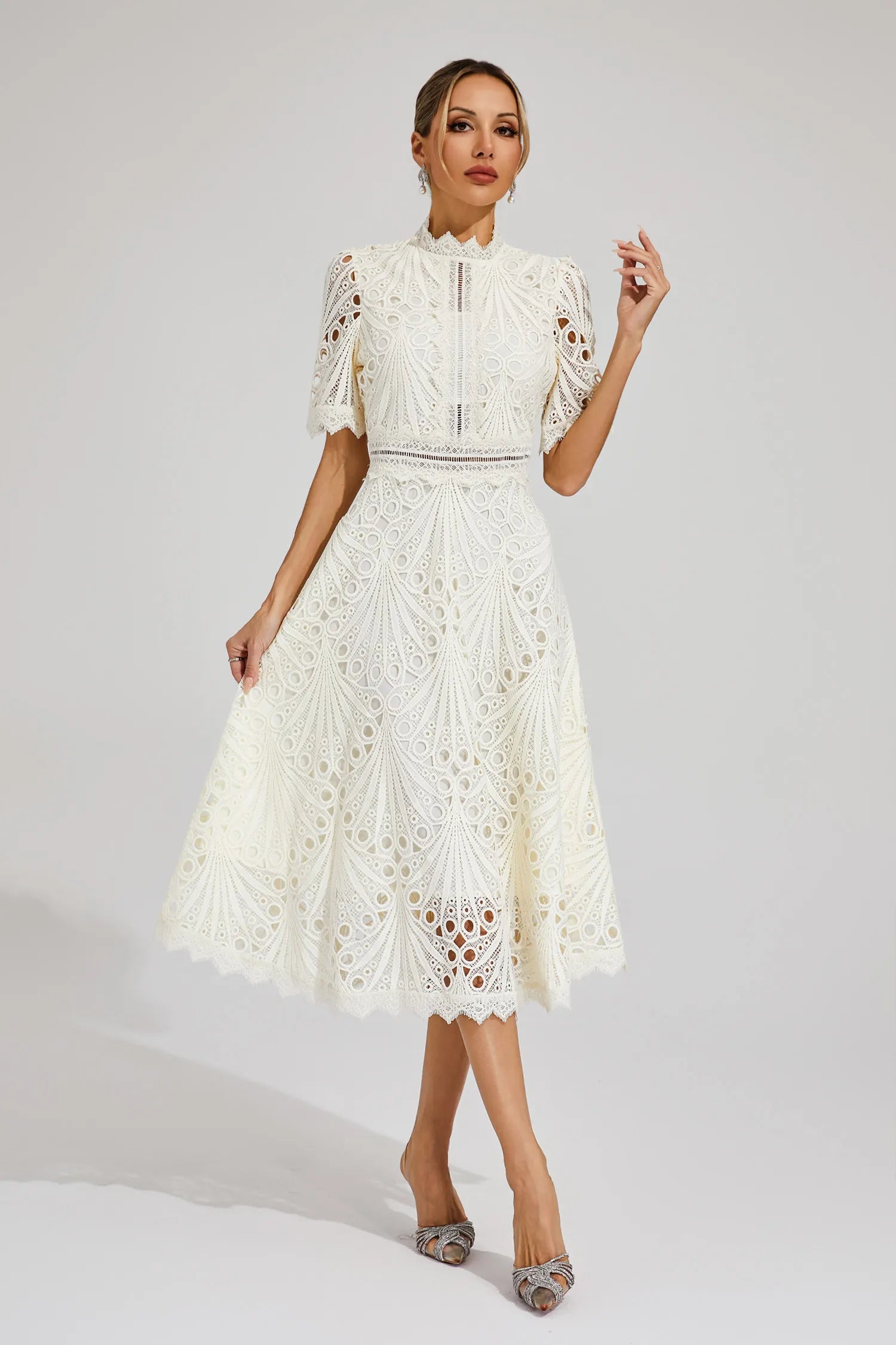 Amelia | Elegant Lace Midi Dress for Women