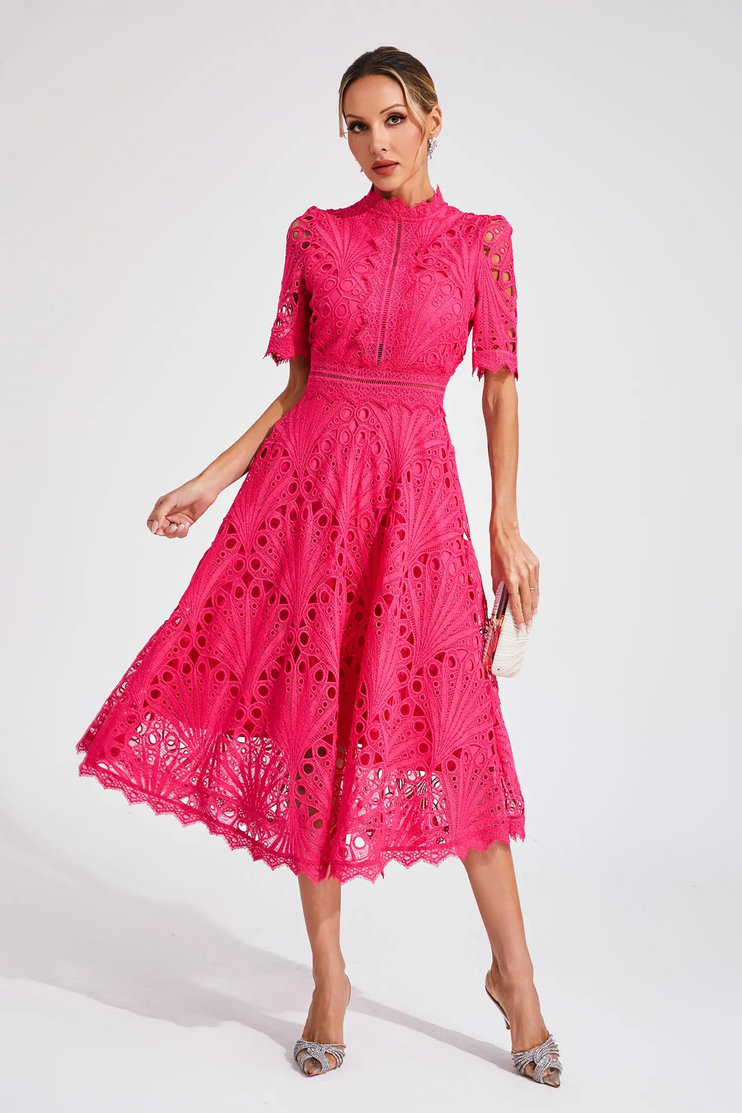 Amelia | Elegant Lace Midi Dress for Women