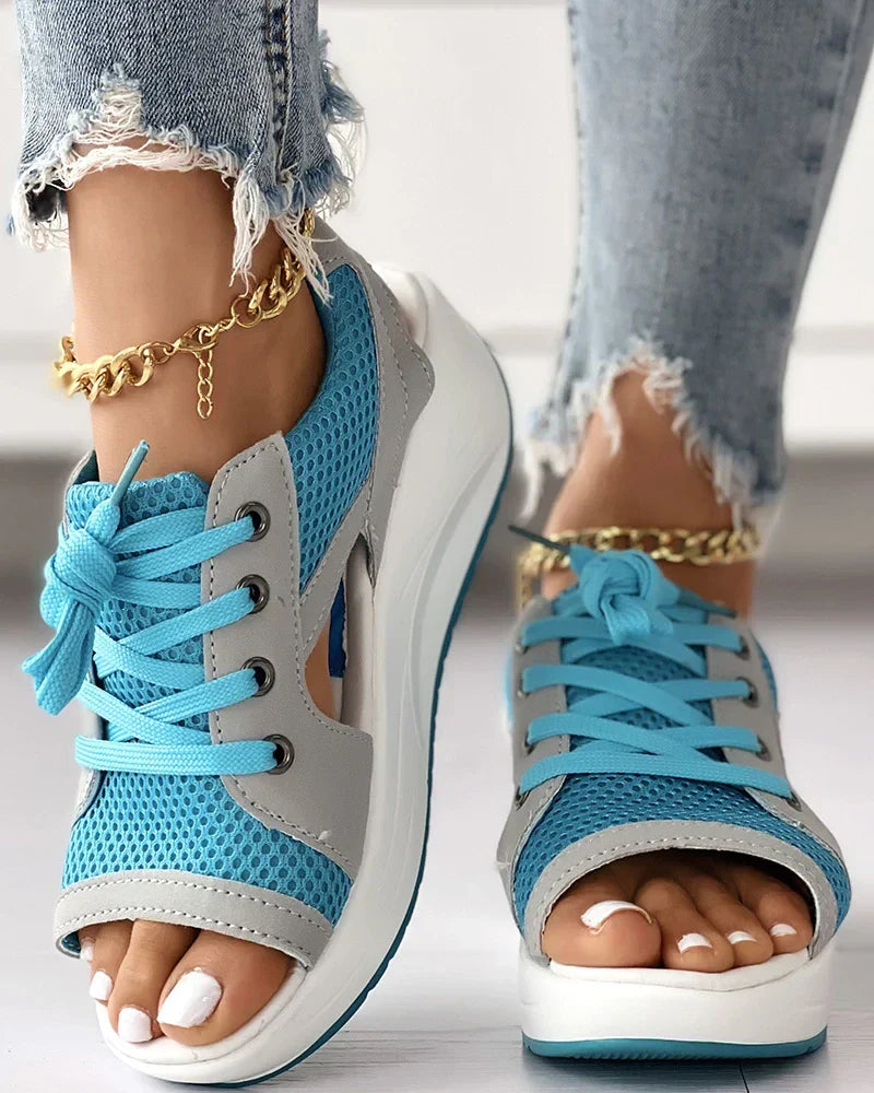 Stella | Orthopedic Cutout Lace-Up Muffin Sandals