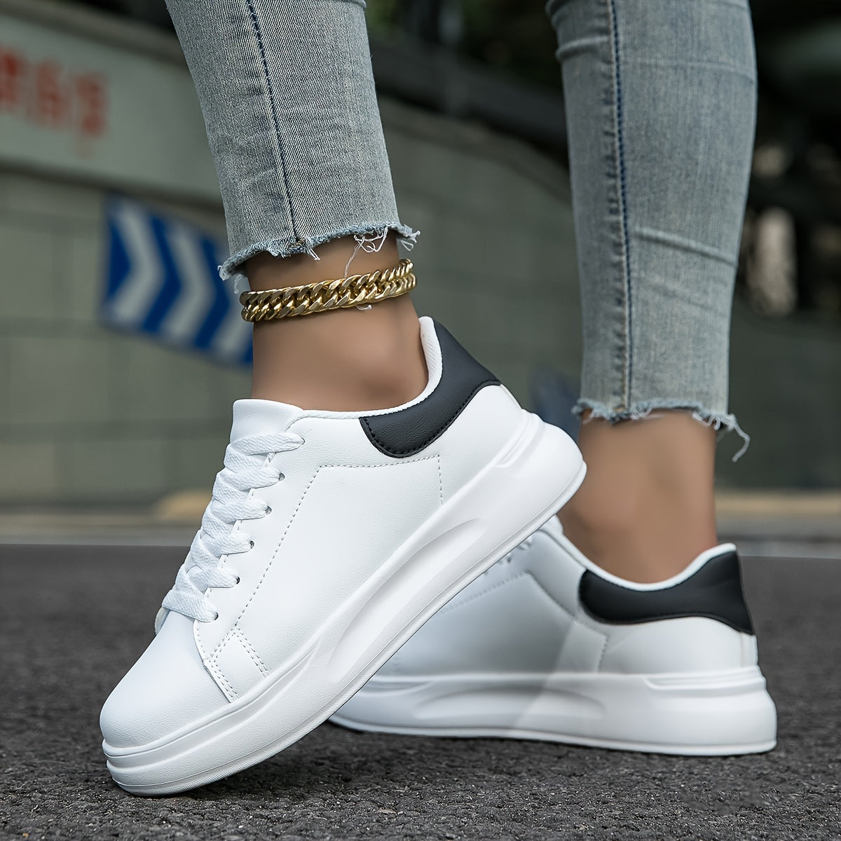 Lily | Women's Orthopedic White Faux Leather Sneakers