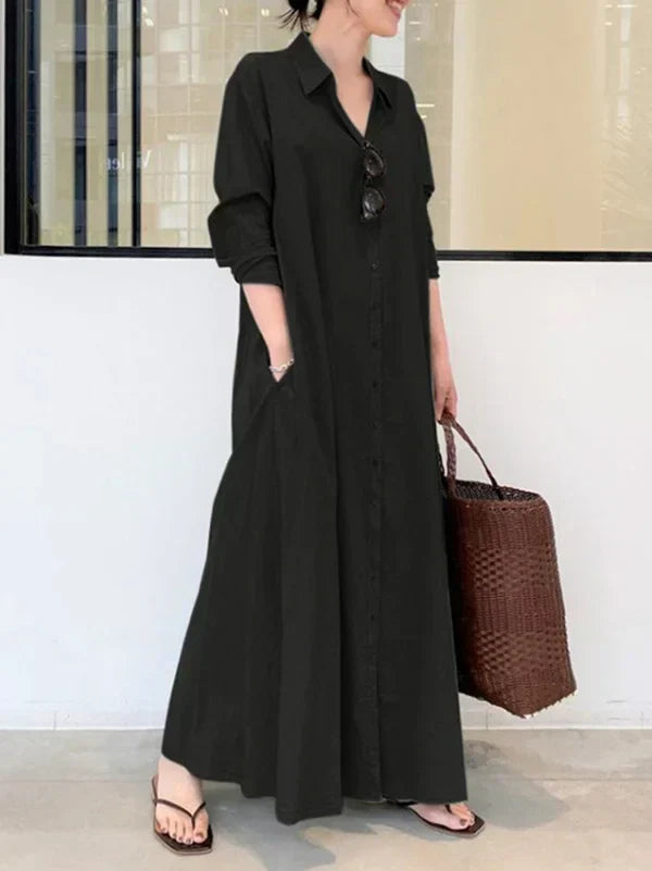 Elegant Women's Button-Down Maxi Dress for Warm Days