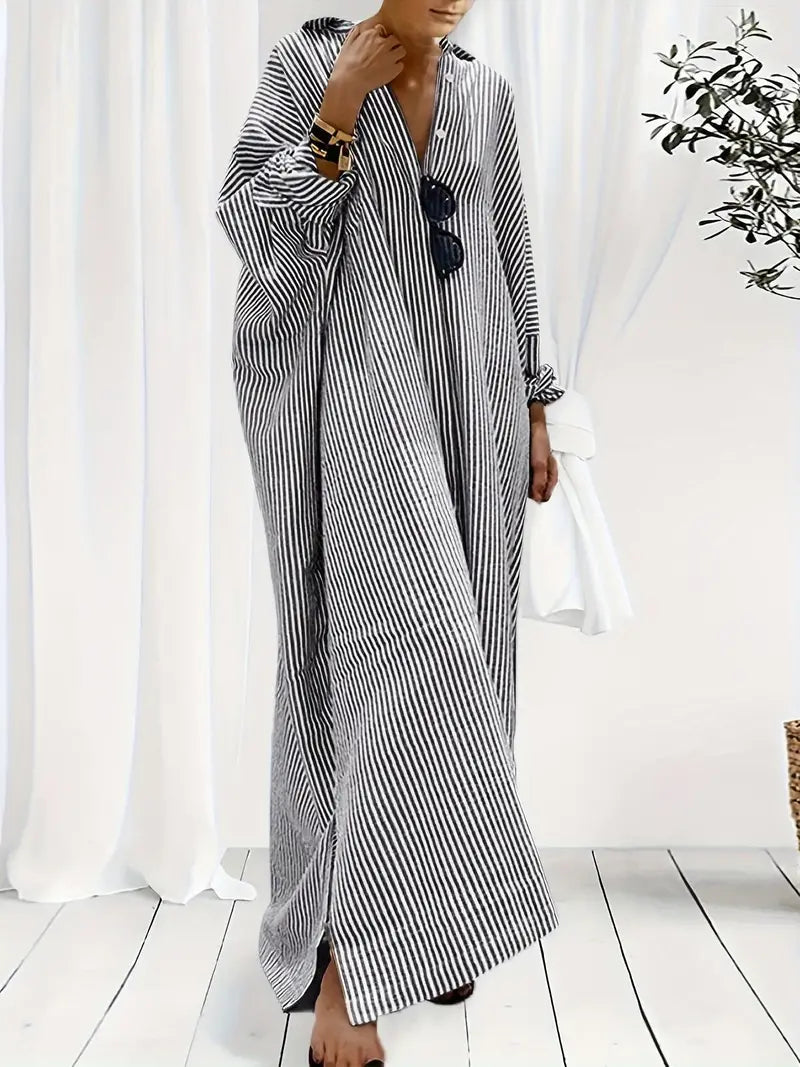 Striped Maxi Kaftan Dress for Effortless Summer Style