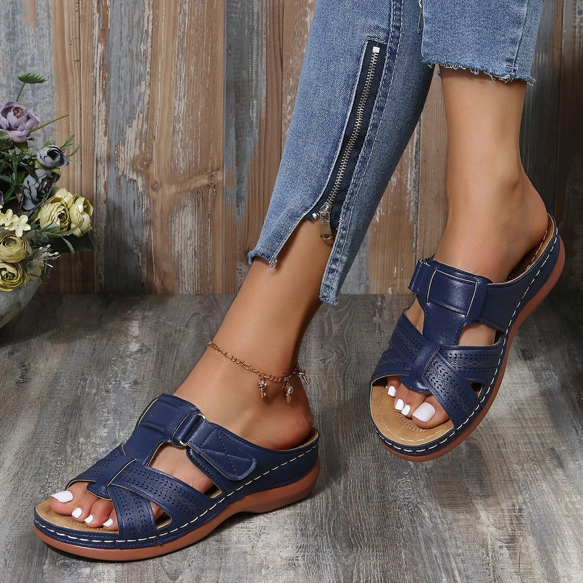 Orthopedic Leather Open-Toe Sandals
